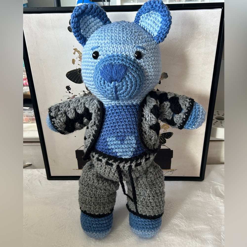 Crochet Teddy Bear with Cardigan and Pants set - Handmade